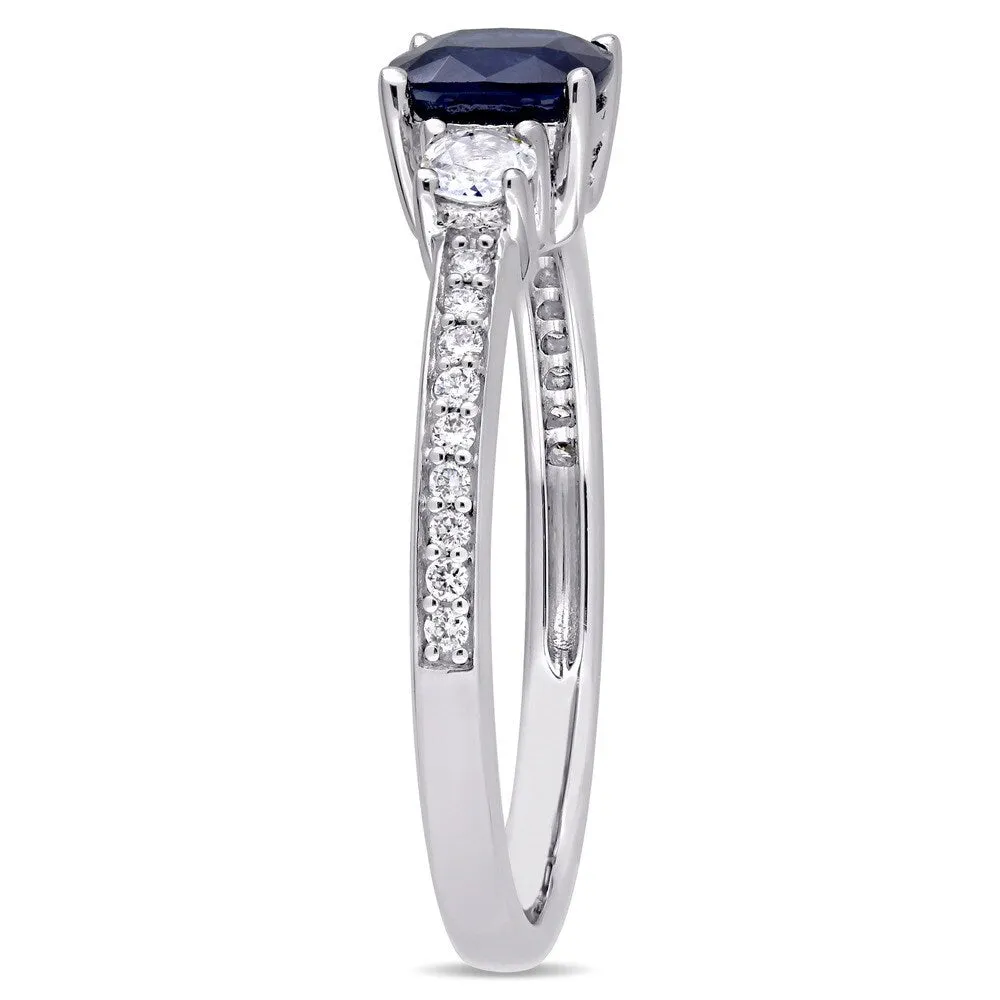 Birthstone Blue and White Sapphire 1/10ct TDW Diamond Engagement Ring in 14k White Gold by Miadora sold by Zulily product image thumbnail 2