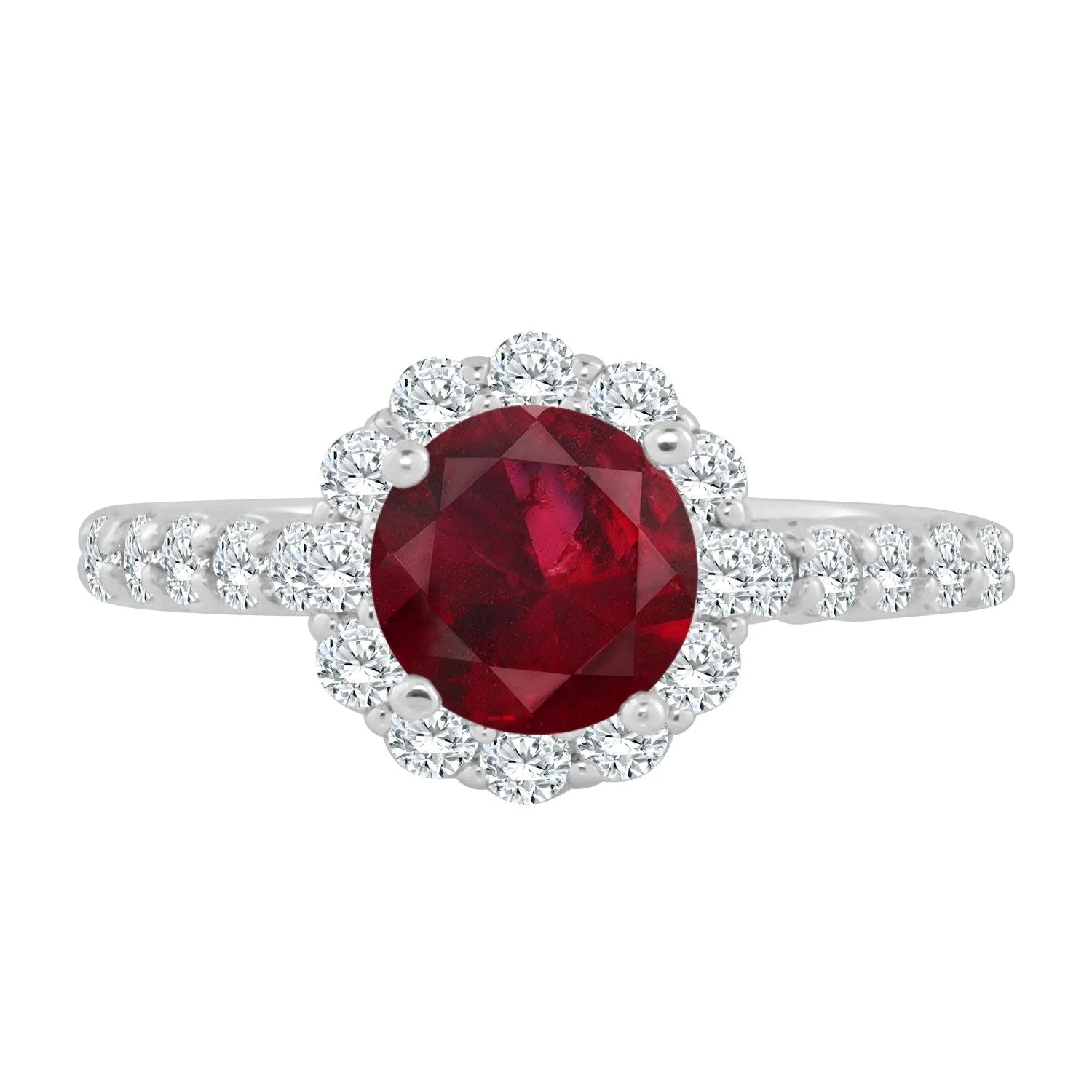 Auriya 1ct Red Ruby 5/8ctw Halo Diamond Engagement Ring 14K Gold sold by Zulily product image thumbnail 4