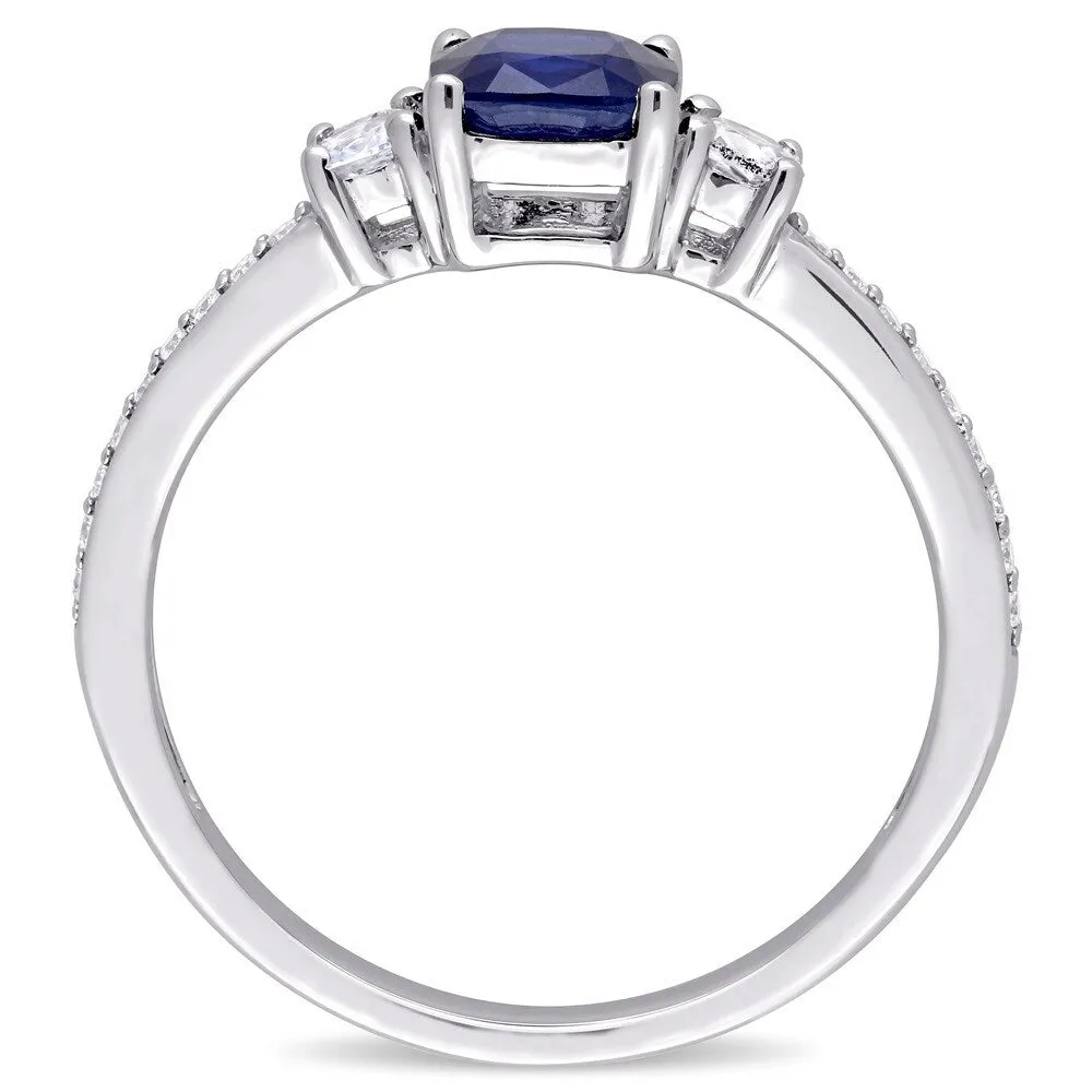 Birthstone Blue and White Sapphire 1/10ct TDW Diamond Engagement Ring in 14k White Gold by Miadora sold by Zulily product image thumbnail 3