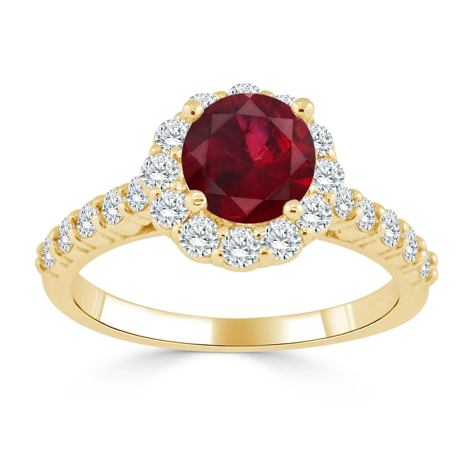 Auriya 1ct Red Ruby 5/8ctw Halo Diamond Engagement Ring 14K Gold sold by Zulily product image thumbnail 2