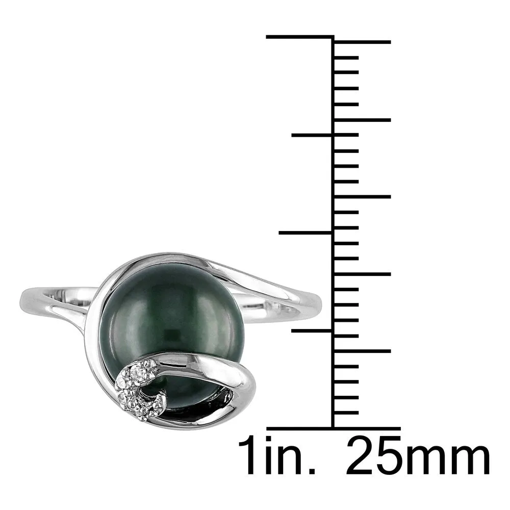 Miadora Sterling Silver Tahitian Pearl and Diamond Accent Cocktail Ring - Black sold by Zulily product image thumbnail 3