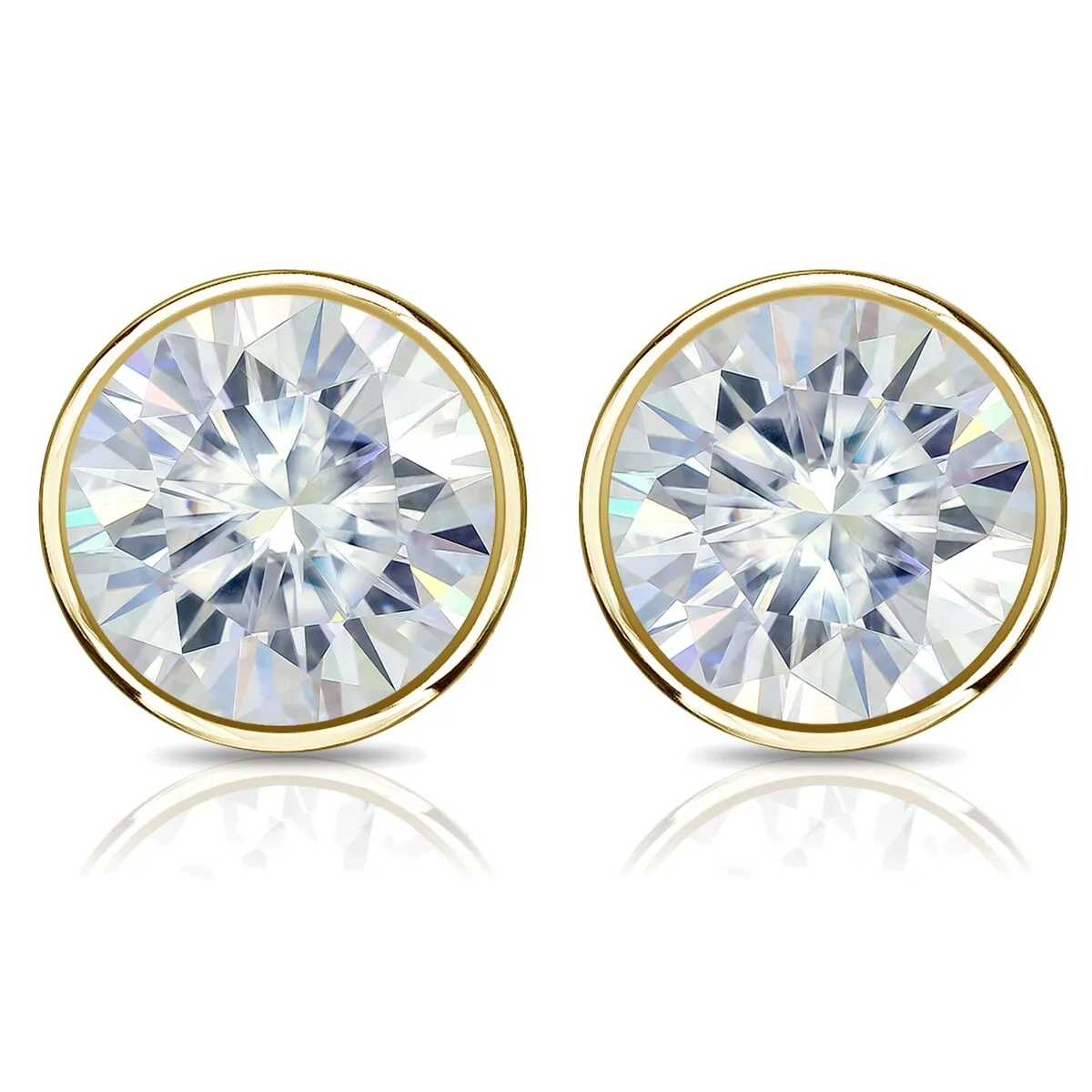 Auriya 18k Gold 3 1/2ctw Bezel-set Round Moissanite Stud Earrings - 7.8 mm sold by Zulily product image thumbnail 4