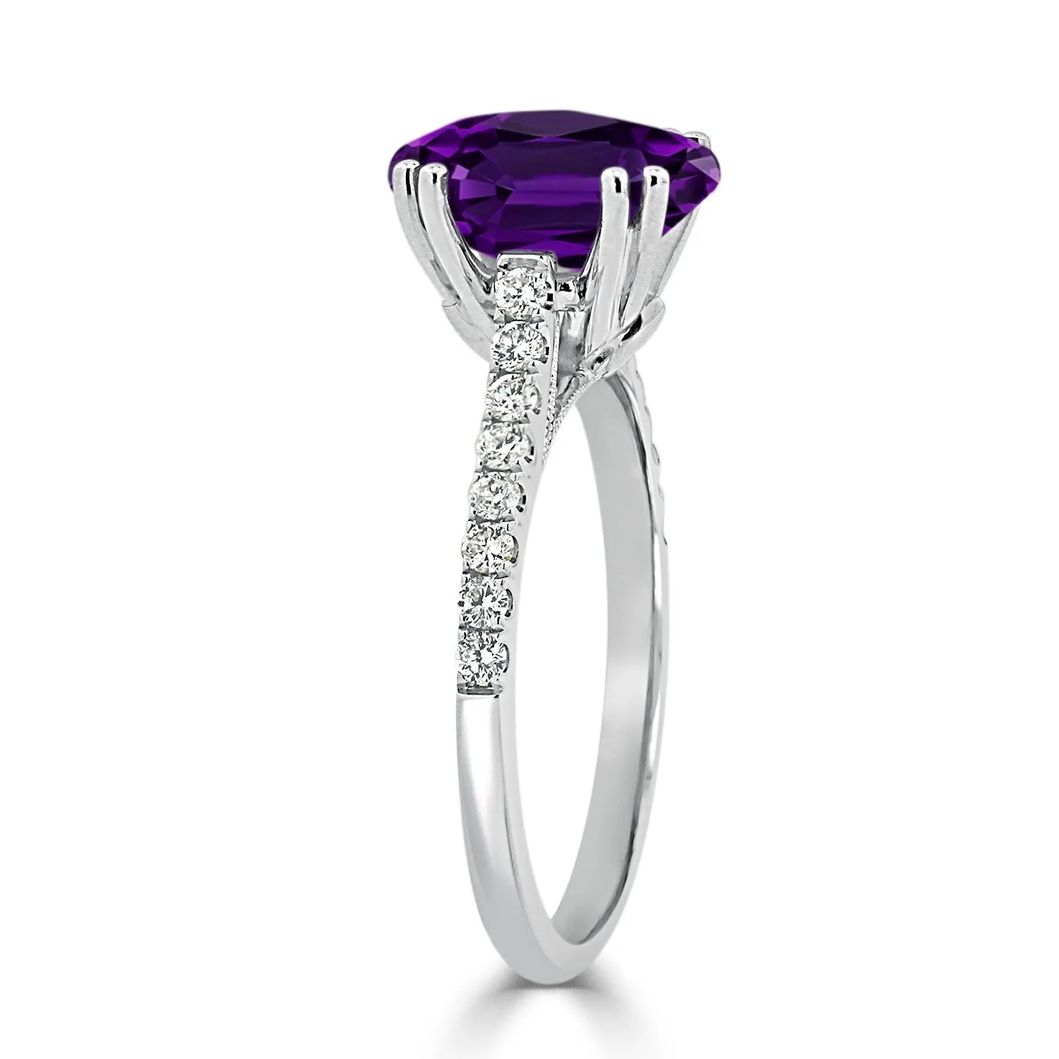 Auriya 1 5/8ct Fancy Oval Purple Amethyst and Diamond Engagement Ring 1/4ctw 14k Gold sold by Zulily product image thumbnail 4