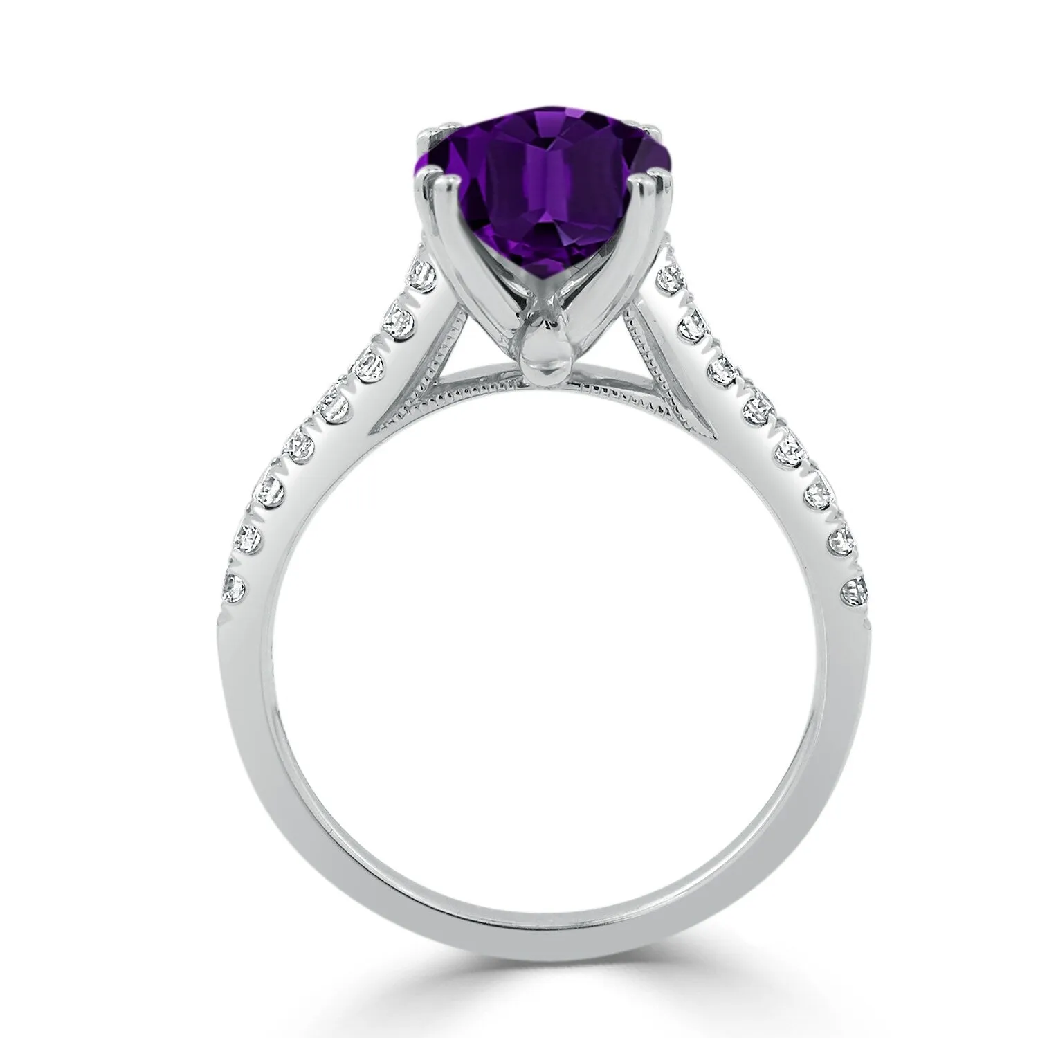 Auriya 1 5/8ct Fancy Oval Purple Amethyst and Diamond Engagement Ring 1/4ctw 14k Gold sold by Zulily product image thumbnail 5