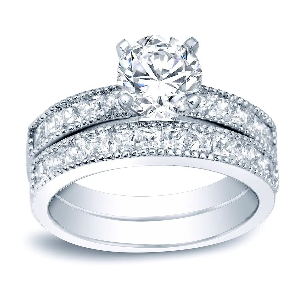 Auriya Platinum 2 carat TW Channel-set Round Diamond Engagement Ring Set sold by Zulily