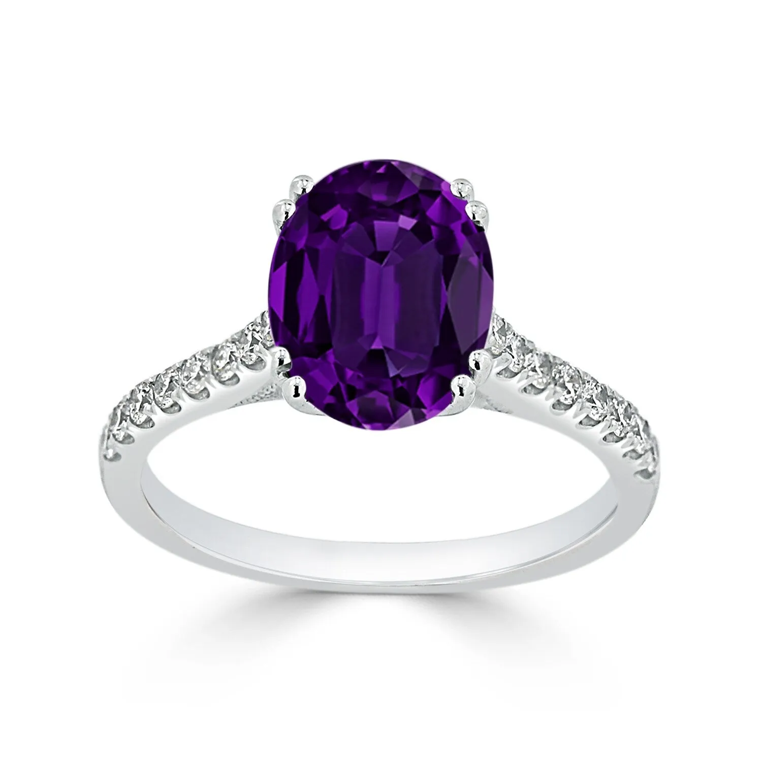 Auriya 1 5/8ct Fancy Oval Purple Amethyst and Diamond Engagement Ring 1/4ctw 14k Gold sold by Zulily product image thumbnail 3