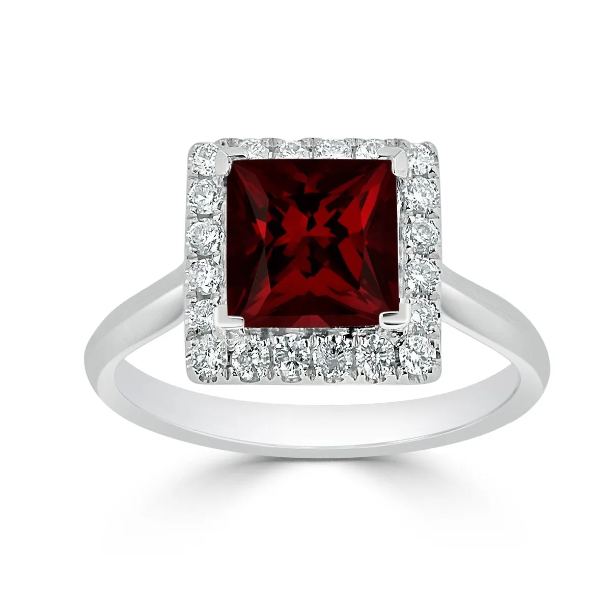 Auriya 1 3/4ct Princess-cut Garnet Gemstone Halo Diamond Engagement Ring 1/3ctw 14k Gold sold by Zulily product image thumbnail 3
