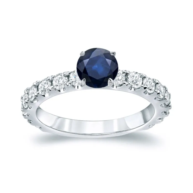 Auriya Classic 3/4ct Blue Sapphire and 1ctw Diamond Engagement Ring Platinum sold by Zulily