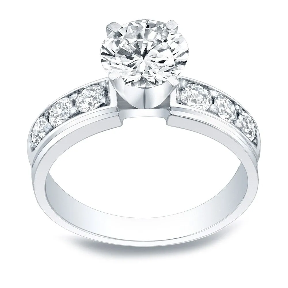 Auriya 2 carat Round Moissanite and 1/2ctw Diamond Engagement Ring 14K Gold sold by Zulily