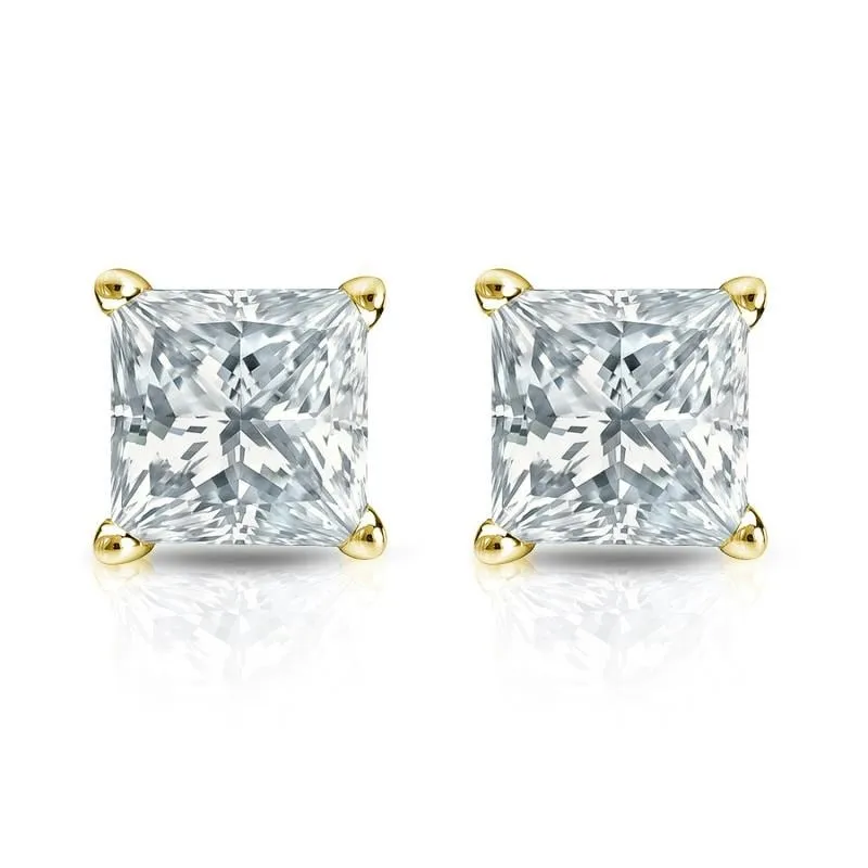 Auriya 14-karat Gold Lab Grown 1.25 carat TDW Princess Diamond Stud Earrings 4-Prong Basket Screw-back sold by Zulily product image thumbnail 4