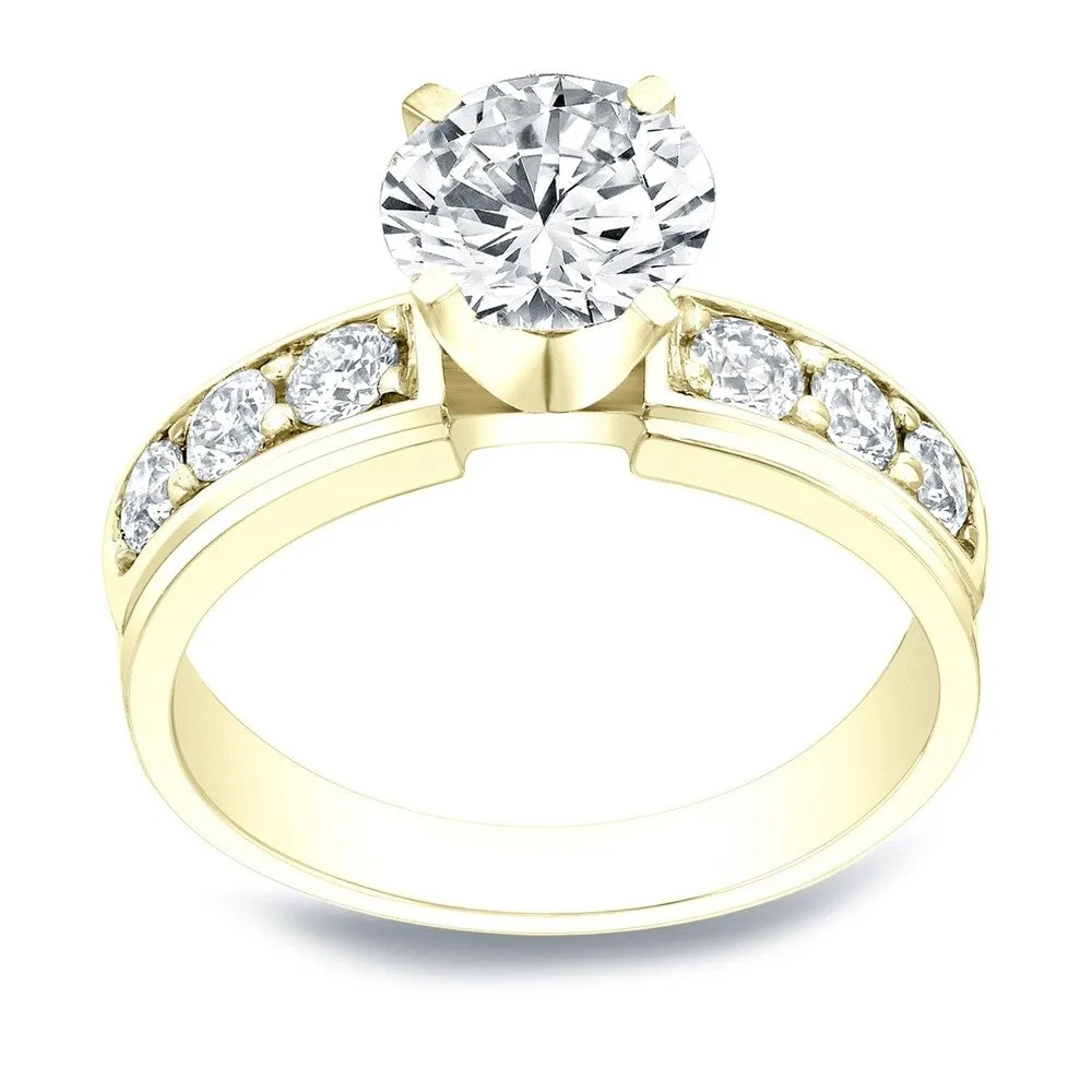 Auriya 2 carat Round Moissanite and 1/2ctw Diamond Engagement Ring 14K Gold sold by Zulily product image thumbnail 2