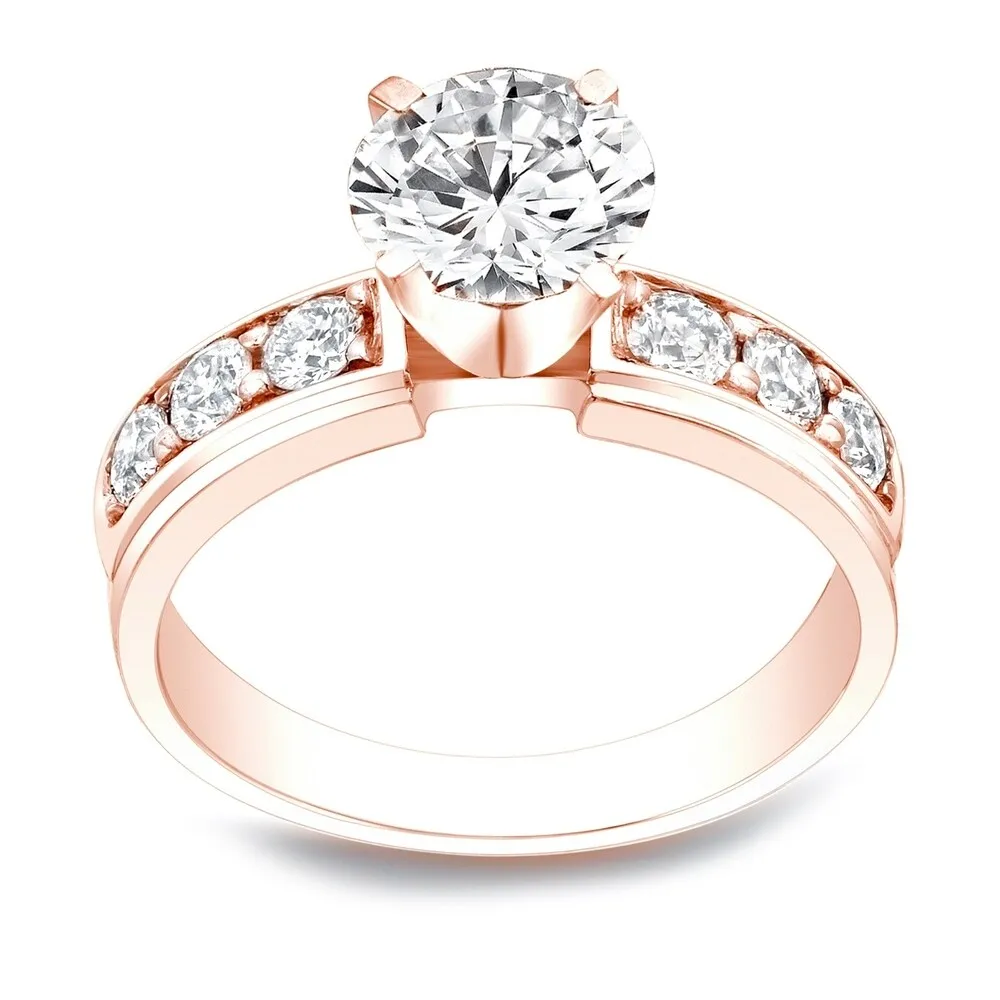 Auriya 2 carat Round Moissanite and 1/2ctw Diamond Engagement Ring 14K Gold sold by Zulily product image thumbnail 3