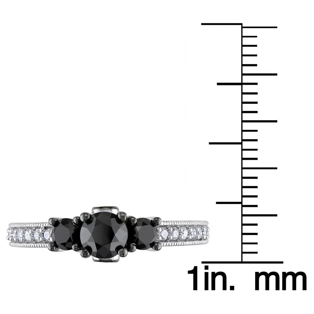Miadora 10k White Gold 1 1/4ct TDW Black and White Diamond 3-Stone Plus Ring sold by Zulily product image thumbnail 3