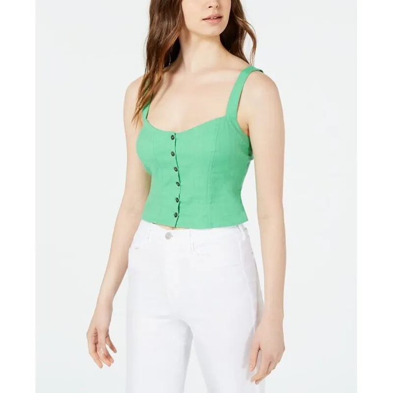 ASTR Women's Crop Springtime Button Front Tank Top Green Size X-Small sold by Zulily
