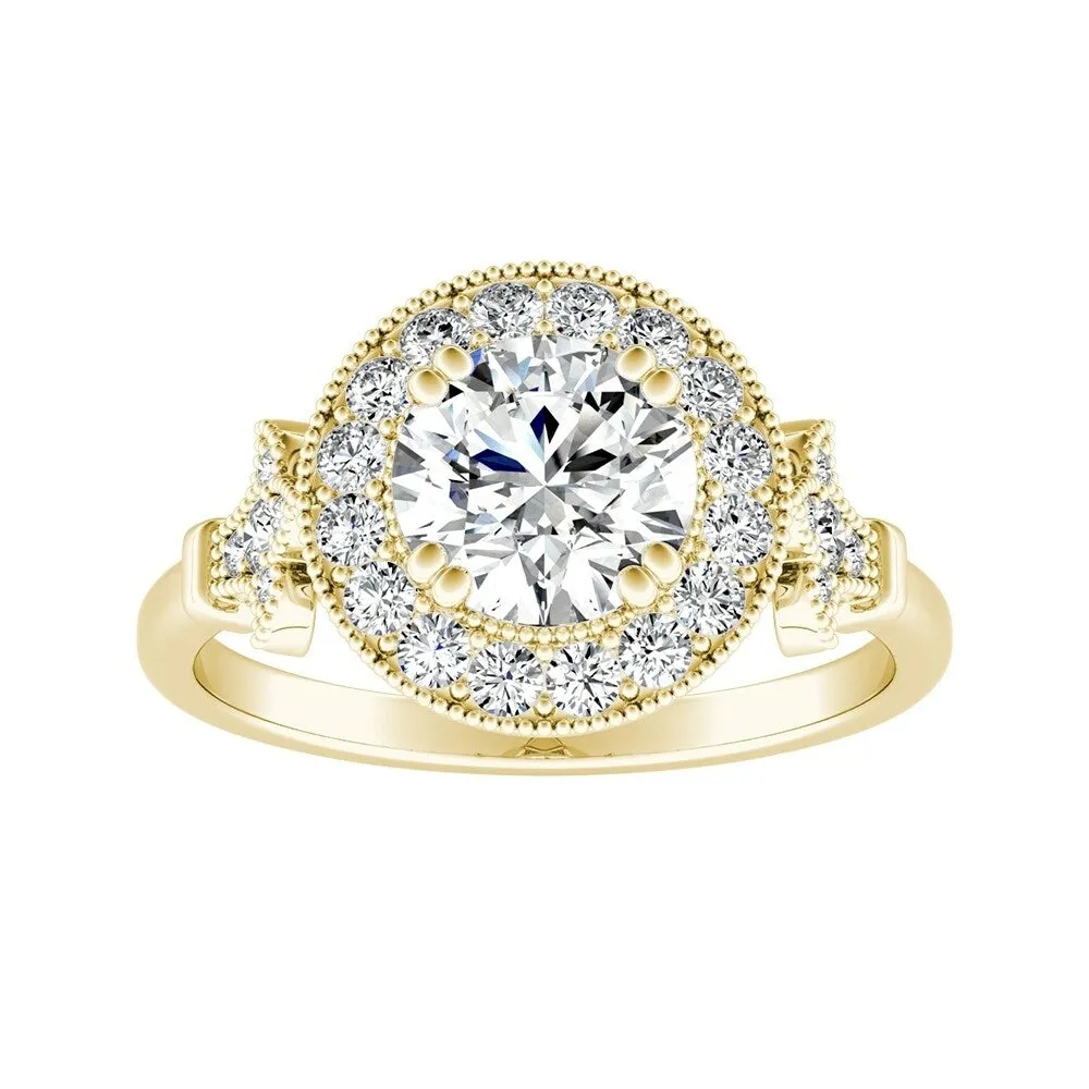 Auriya Vintage 1 1/2ct Round Moissanite and 1/3ctw Halo Diamond Engagement Ring 14k Gold sold by Zulily product image thumbnail 2