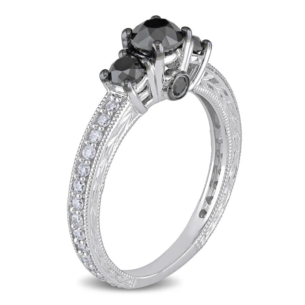 Miadora 10k White Gold 1 1/4ct TDW Black and White Diamond 3-Stone Plus Ring sold by Zulily product image thumbnail 2