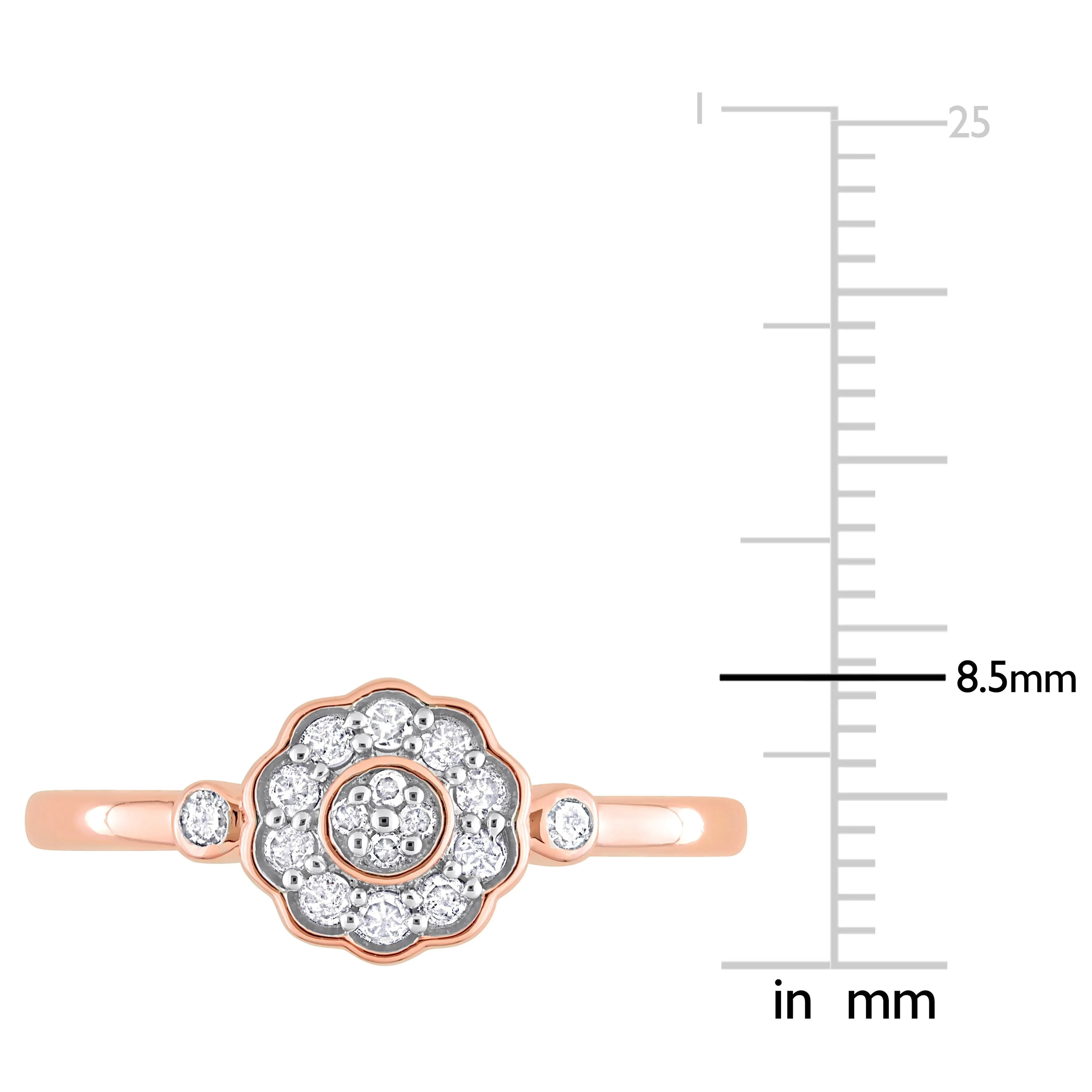 Miadora 1/5ct TDW Diamond Flower Ring in Rose Silver sold by Zulily product image thumbnail 3