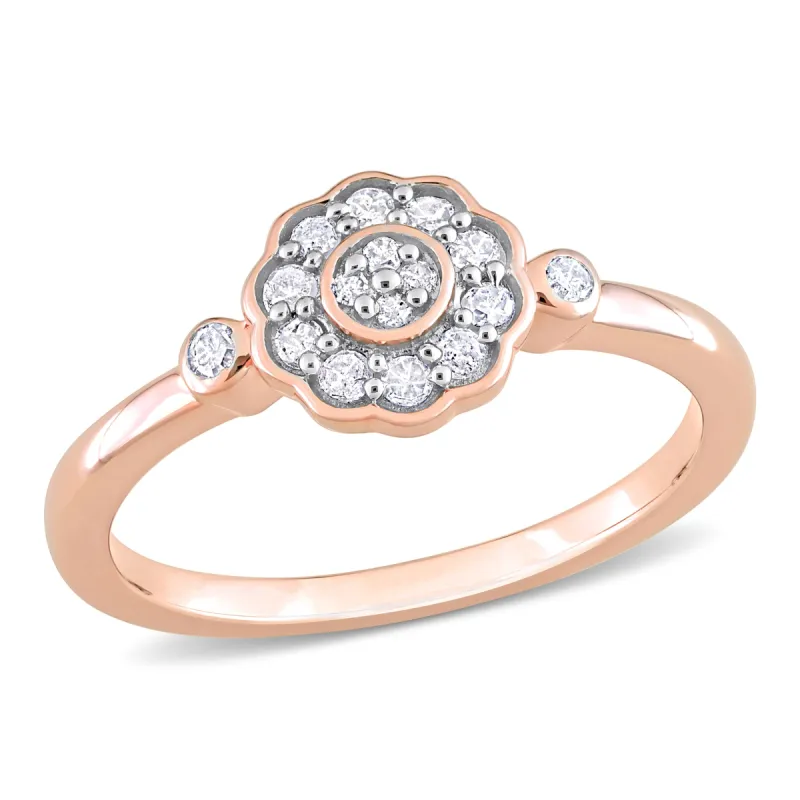 Miadora 1/5ct TDW Diamond Flower Ring in Rose Silver sold by Zulily