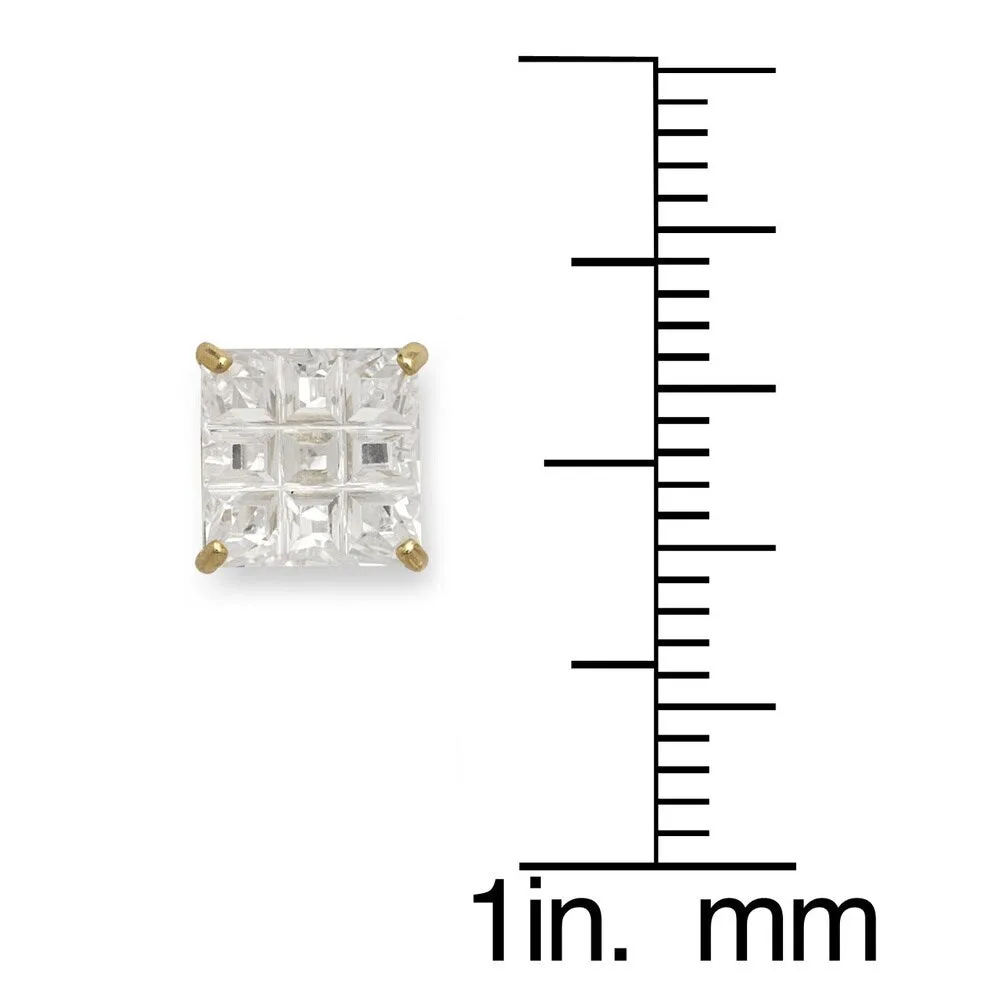 Curata 14k Gold 9-segment Princess Cubic Zirconia Stud Earrings - White sold by Zulily product image thumbnail 3