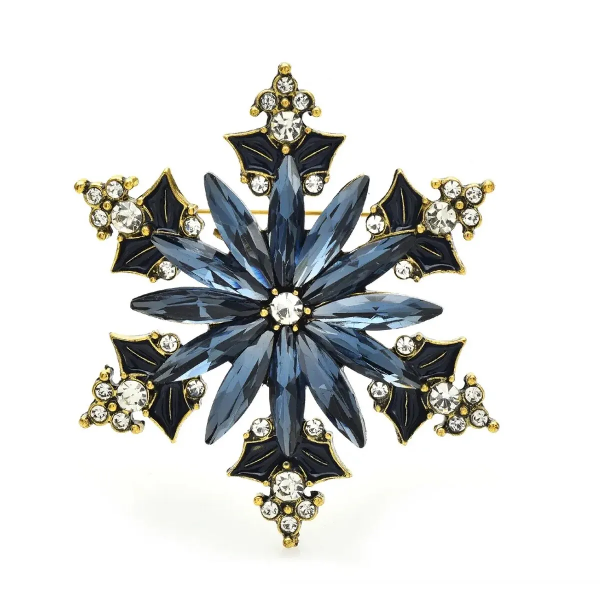 Don't AsK Blue Gem Snowflake Brooch with Crystals sold by Zulily