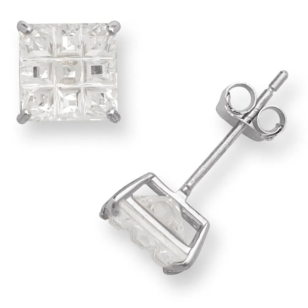 Curata 14k Gold 9-segment Princess Cubic Zirconia Stud Earrings - White sold by Zulily product image thumbnail 2