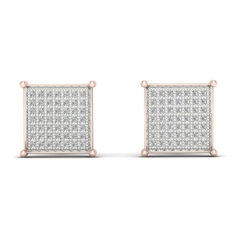 1/3ct TDW Diamond Cluster Stud Earrings in 10K Rose Gold - Pink sold by Zulily