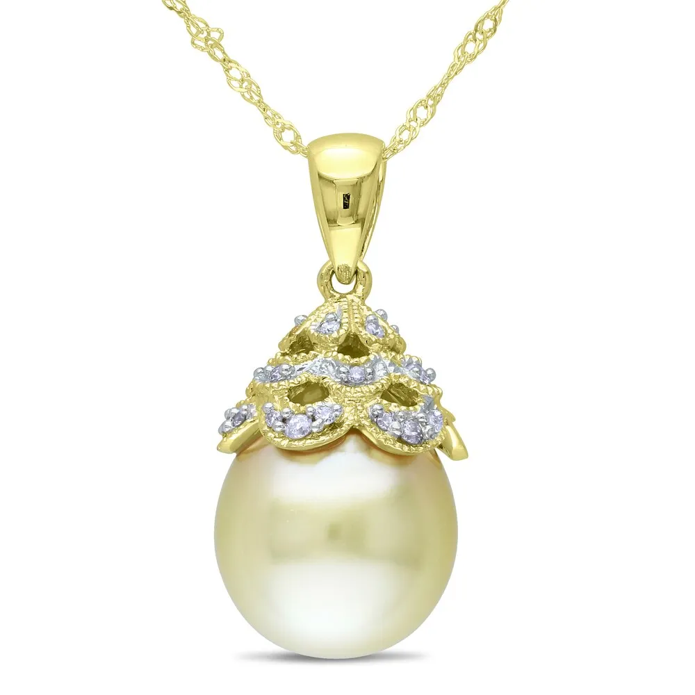 Miadora 14K White Gold South Sea Pearl and Diamond Accent Pendant (G-H, I1-I2) sold by Zulily product image thumbnail 2