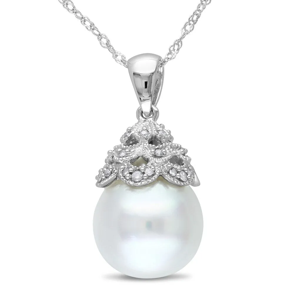 Miadora 14K White Gold South Sea Pearl and Diamond Accent Pendant (G-H, I1-I2) sold by Zulily product image thumbnail 5