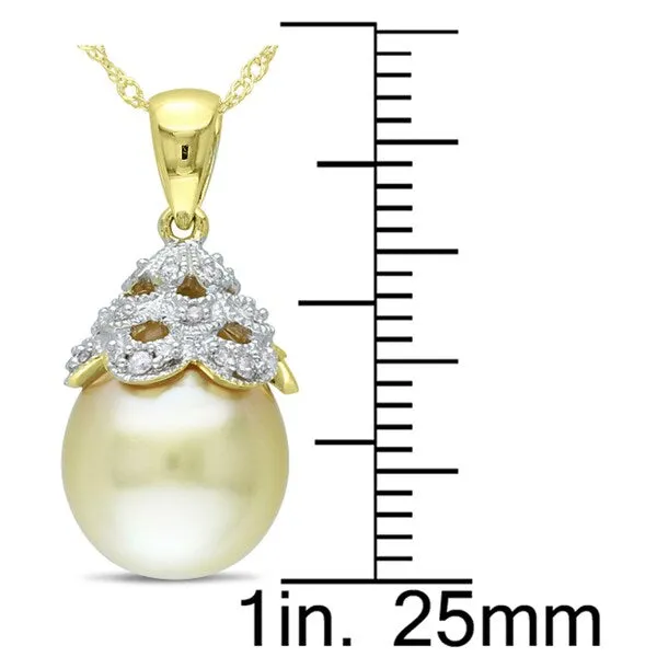 Miadora 14K White Gold South Sea Pearl and Diamond Accent Pendant (G-H, I1-I2) sold by Zulily product image thumbnail 4