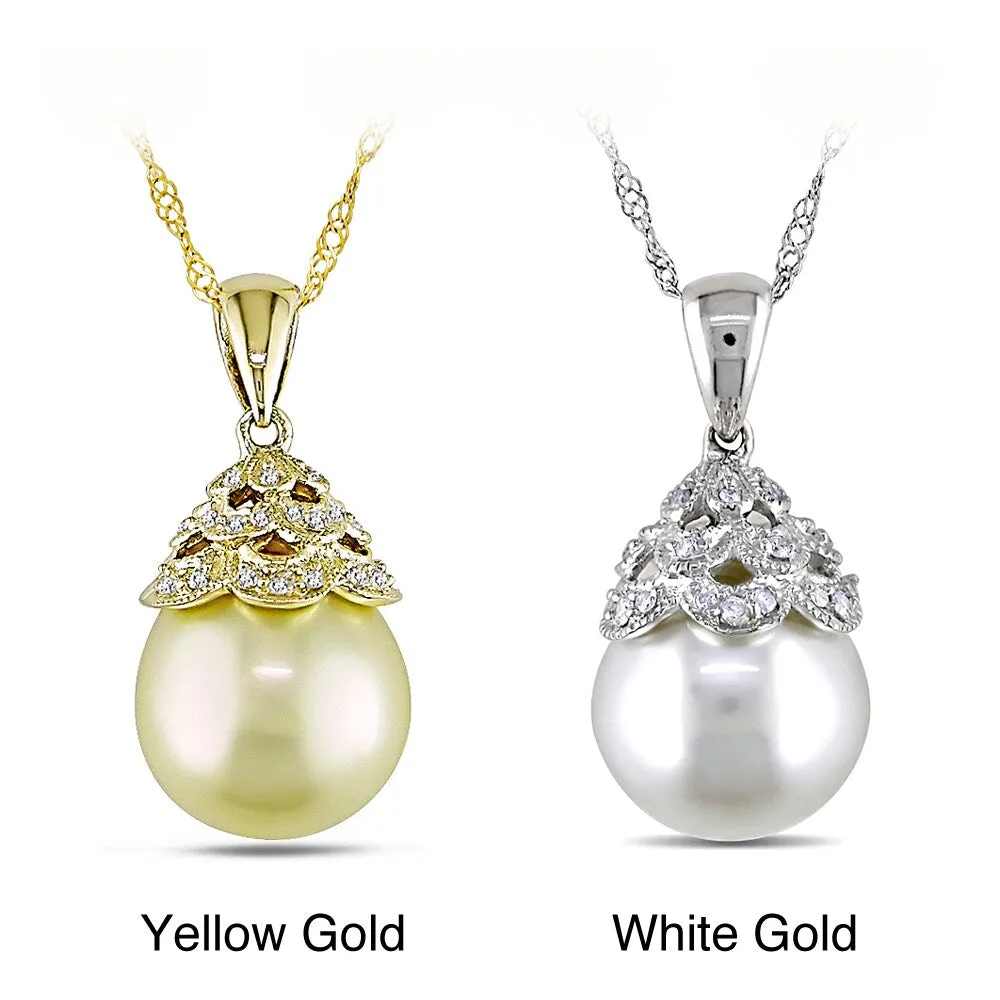 Miadora 14K White Gold South Sea Pearl and Diamond Accent Pendant (G-H, I1-I2) sold by Zulily
