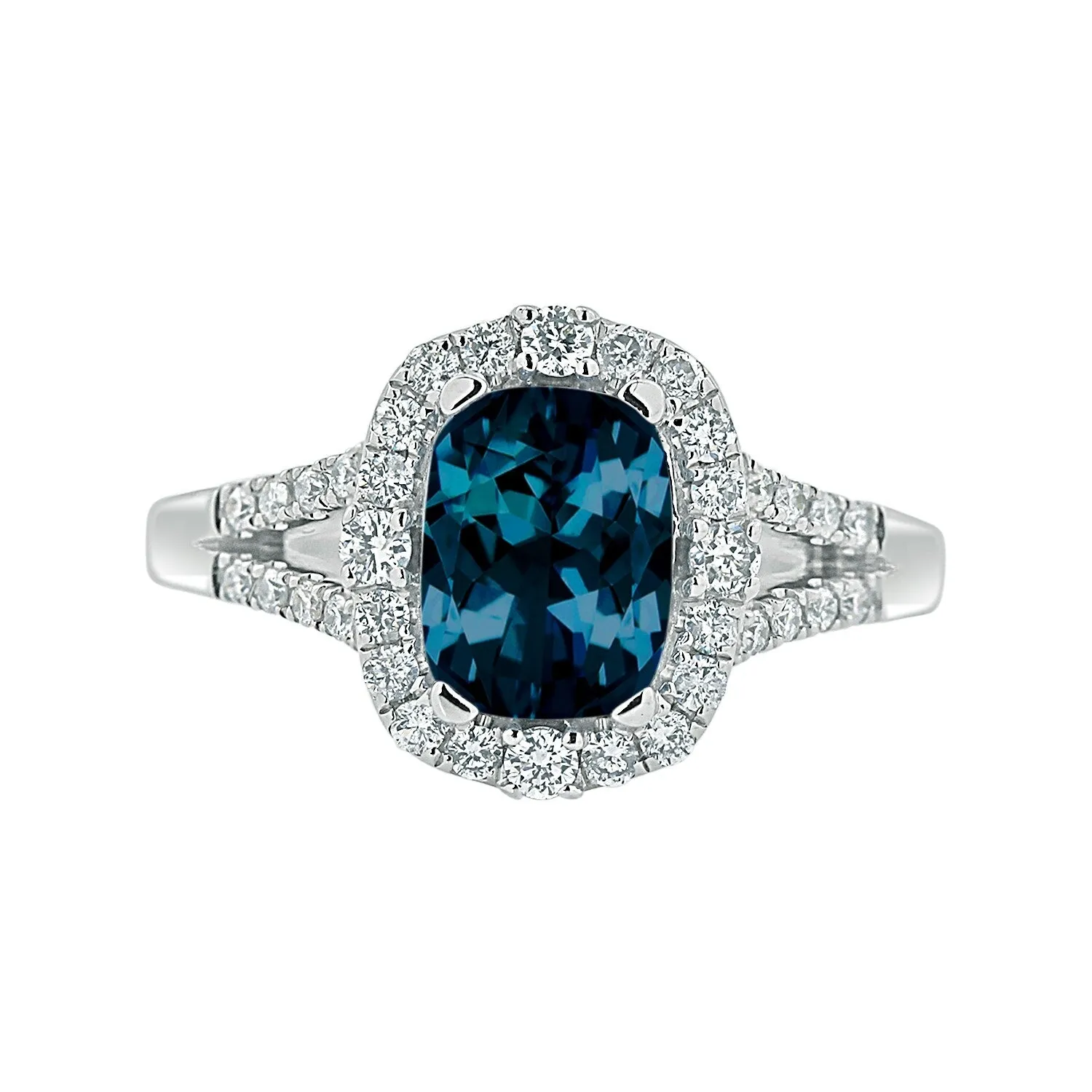 Auriya 1 3/4ct Cushion-cut London Blue Topaz Halo Diamond Engagement Ring 3/8cttw 14k Gold sold by Zulily product image thumbnail 2