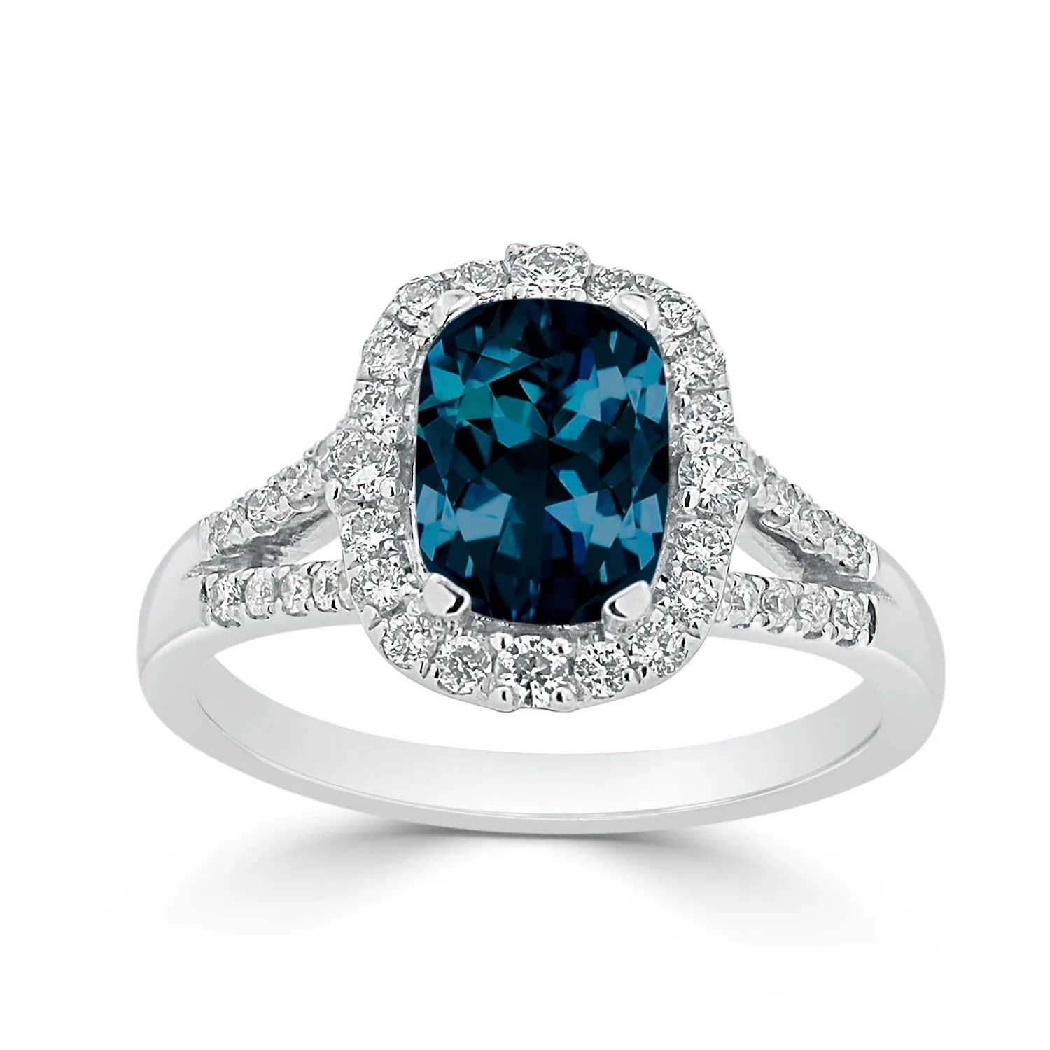 Auriya 1 3/4ct Cushion-cut London Blue Topaz Halo Diamond Engagement Ring 3/8cttw 14k Gold sold by Zulily product image thumbnail 3