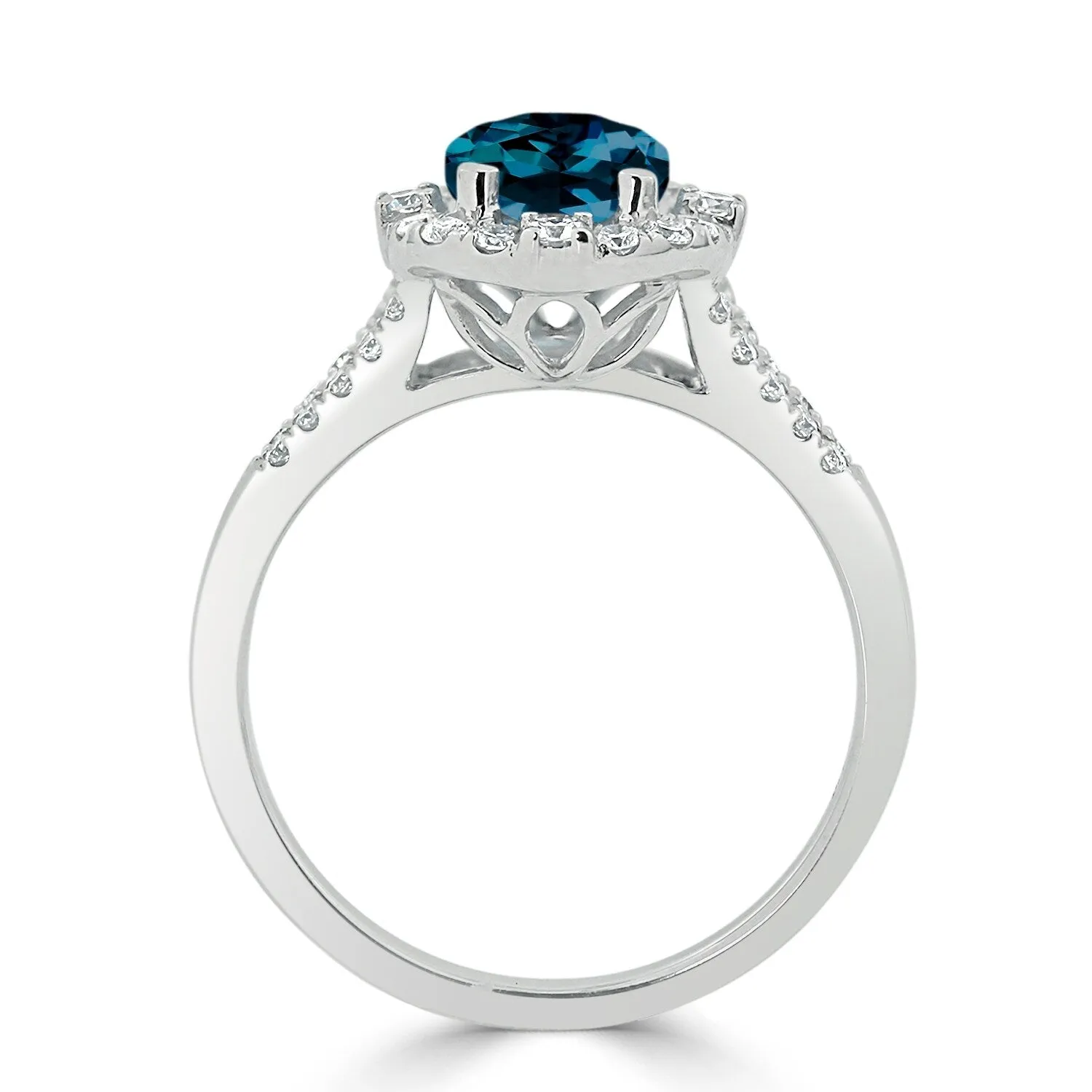 Auriya 1 3/4ct Cushion-cut London Blue Topaz Halo Diamond Engagement Ring 3/8cttw 14k Gold sold by Zulily product image thumbnail 5