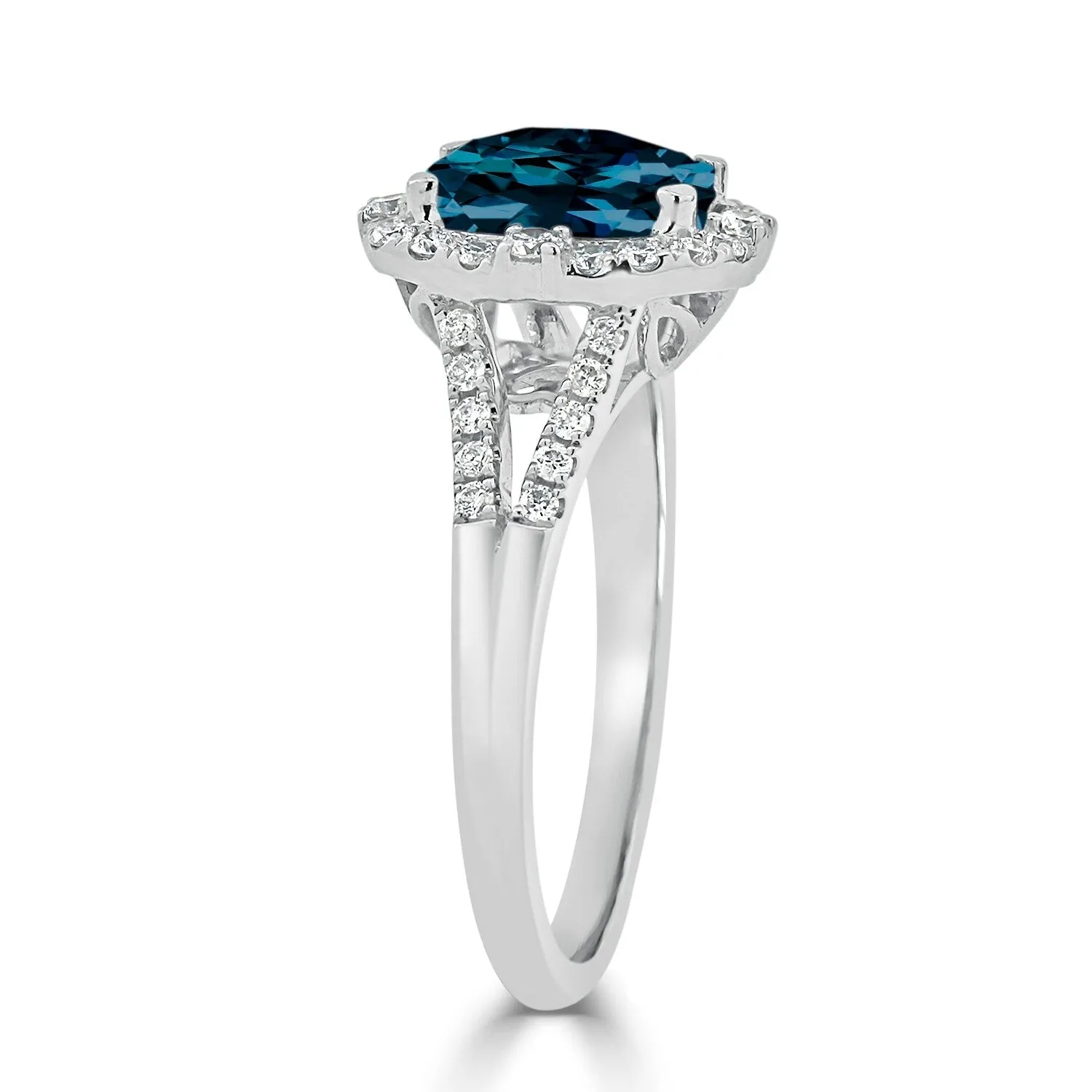 Auriya 1 3/4ct Cushion-cut London Blue Topaz Halo Diamond Engagement Ring 3/8cttw 14k Gold sold by Zulily product image thumbnail 4