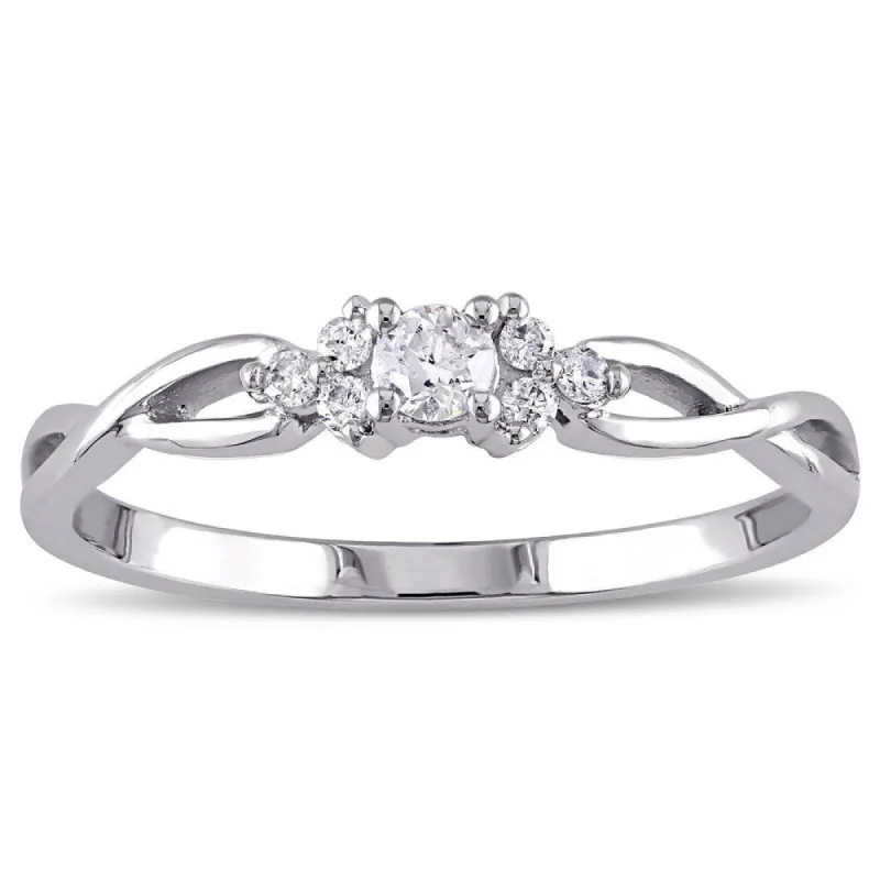 Miadora 10k White Gold 1/6ct TDW Diamond Trillium Infinity Ring sold by Zulily