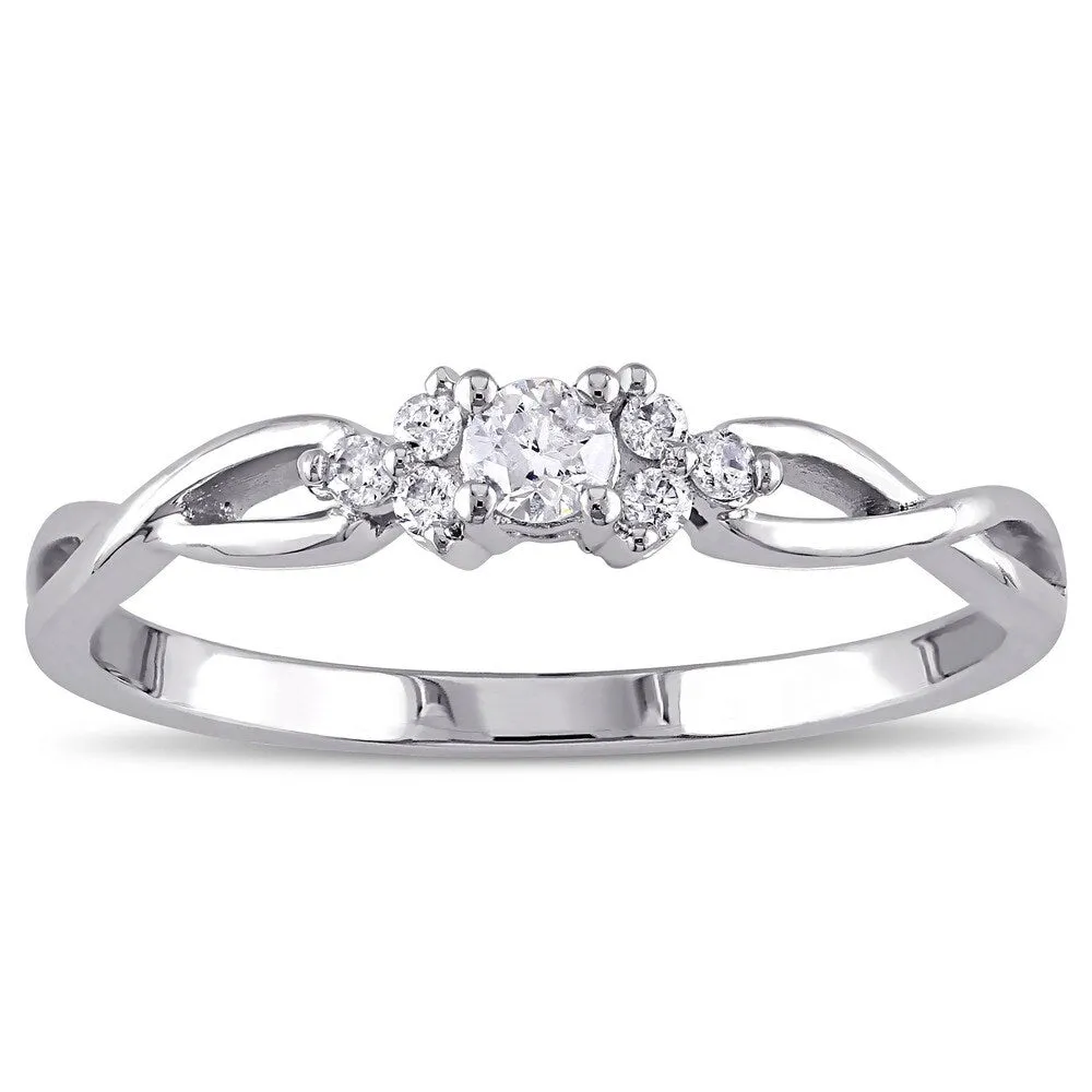 Miadora 10k White Gold 1/6ct TDW Diamond Trillium Infinity Ring sold by Zulily