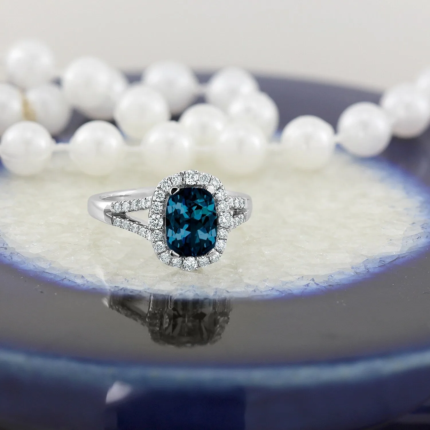 Auriya 1 3/4ct Cushion-cut London Blue Topaz Halo Diamond Engagement Ring 3/8cttw 14k Gold sold by Zulily