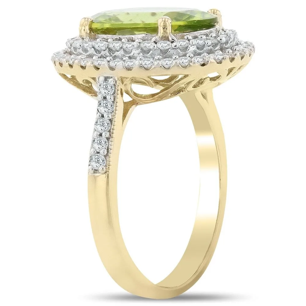 Auriya 14k Yellow Gold 3 1/2ct Peridot and 5/8ct TDW Diamond Ring sold by Zulily product image thumbnail 3