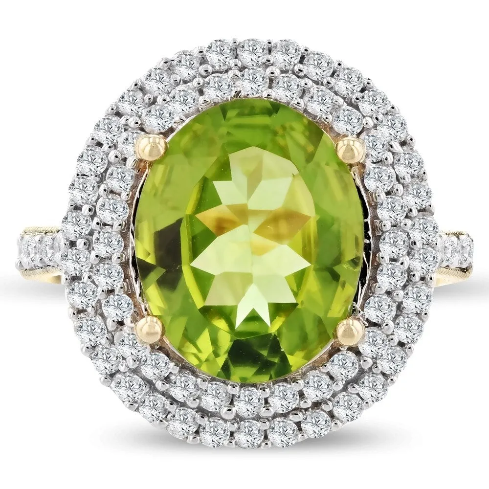 Auriya 14k Yellow Gold 3 1/2ct Peridot and 5/8ct TDW Diamond Ring sold by Zulily product image thumbnail 2