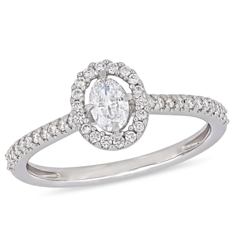Miadora 14k White Gold 1/2ct TDW Diamond Floating Halo Engagement Ring sold by Zulily