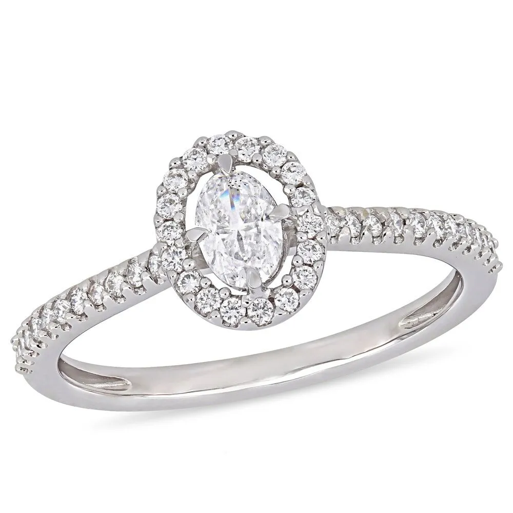 Miadora 14k White Gold 1/2ct TDW Diamond Floating Halo Engagement Ring sold by Zulily