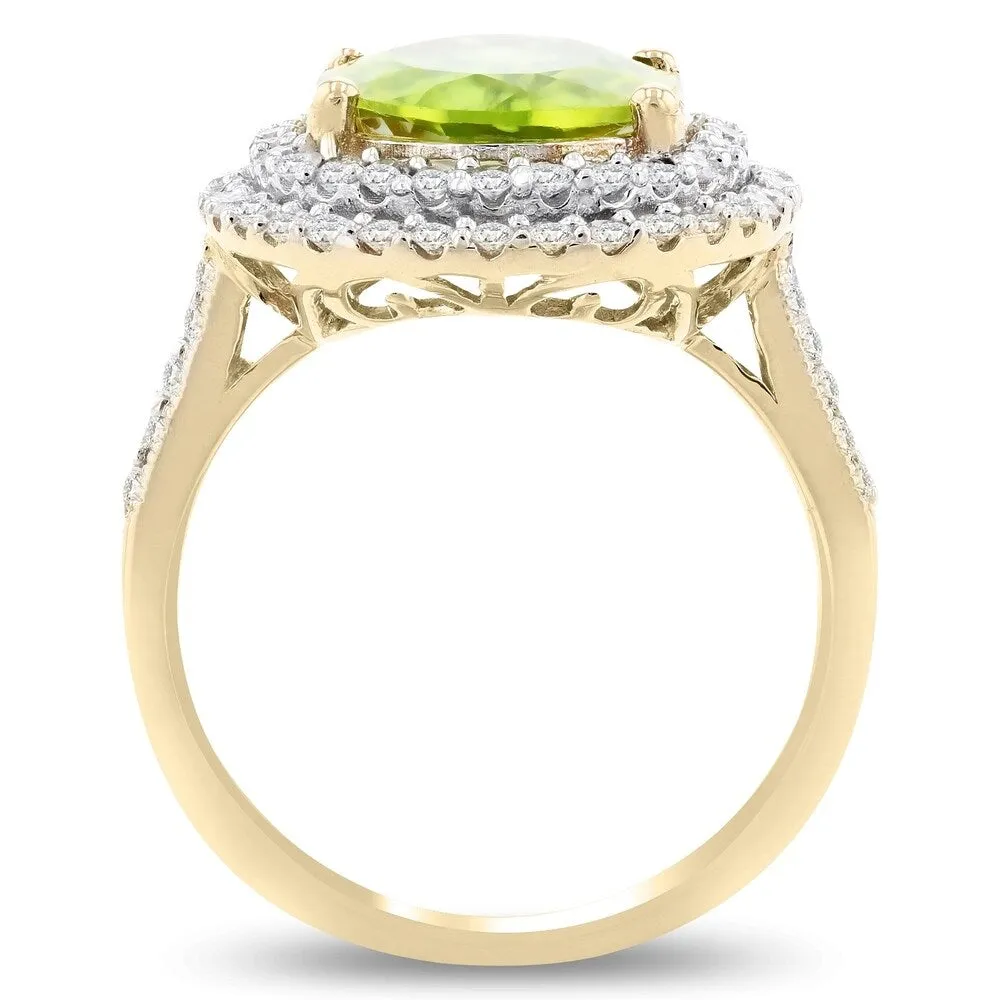 Auriya 14k Yellow Gold 3 1/2ct Peridot and 5/8ct TDW Diamond Ring sold by Zulily product image thumbnail 4