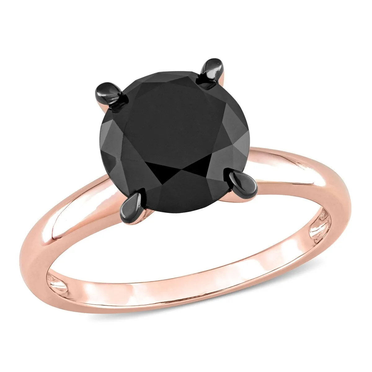 Miadora 3ct TDW Black Diamond Solitaire Engagement Ring in 14k Rose Gold sold by Zulily product image thumbnail 2