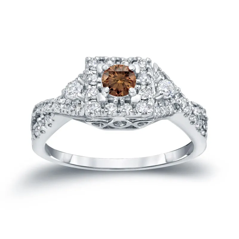 Auriya Vintage 4/6ct TW Brown Diamond Halo Engagement Ring 14K Gold sold by Zulily