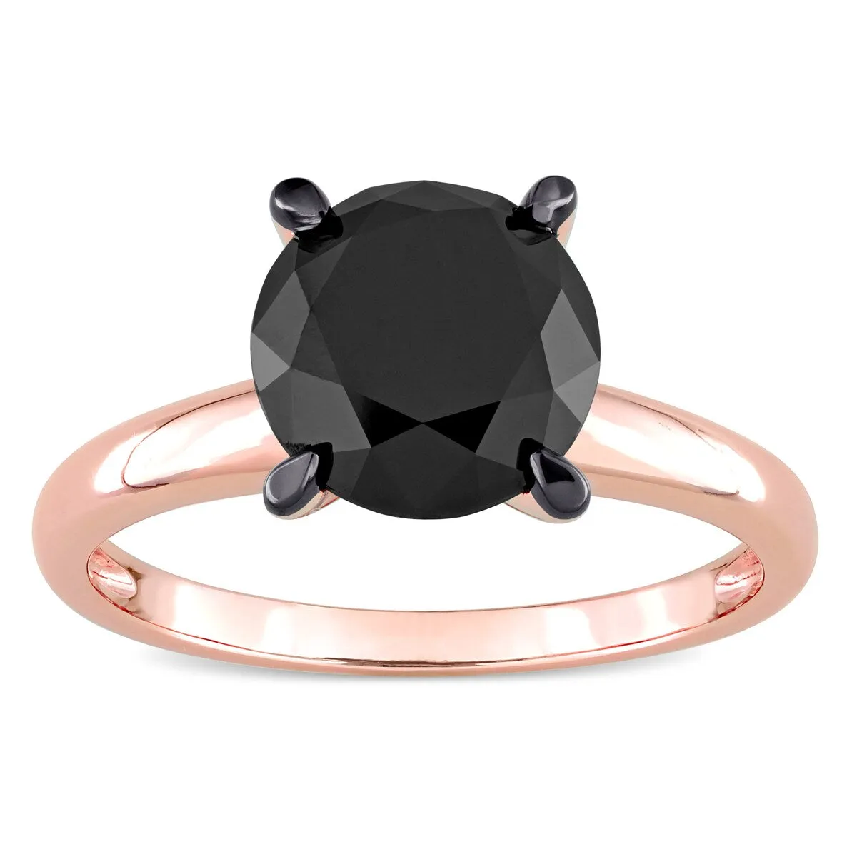 Miadora 3ct TDW Black Diamond Solitaire Engagement Ring in 14k Rose Gold sold by Zulily product image thumbnail 3