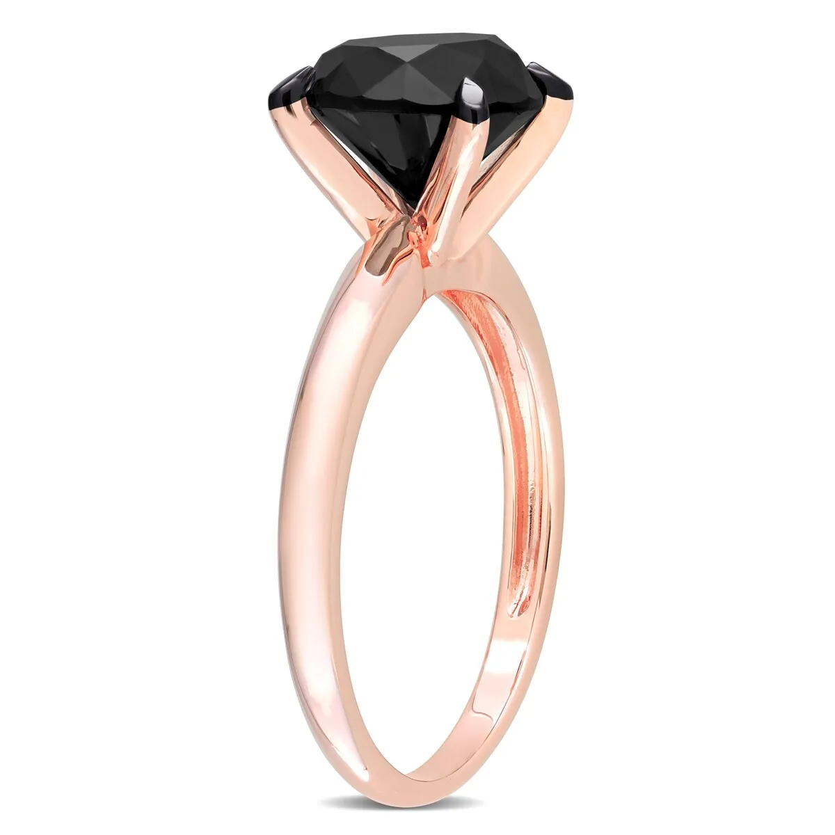 Miadora 3ct TDW Black Diamond Solitaire Engagement Ring in 14k Rose Gold sold by Zulily product image thumbnail 4