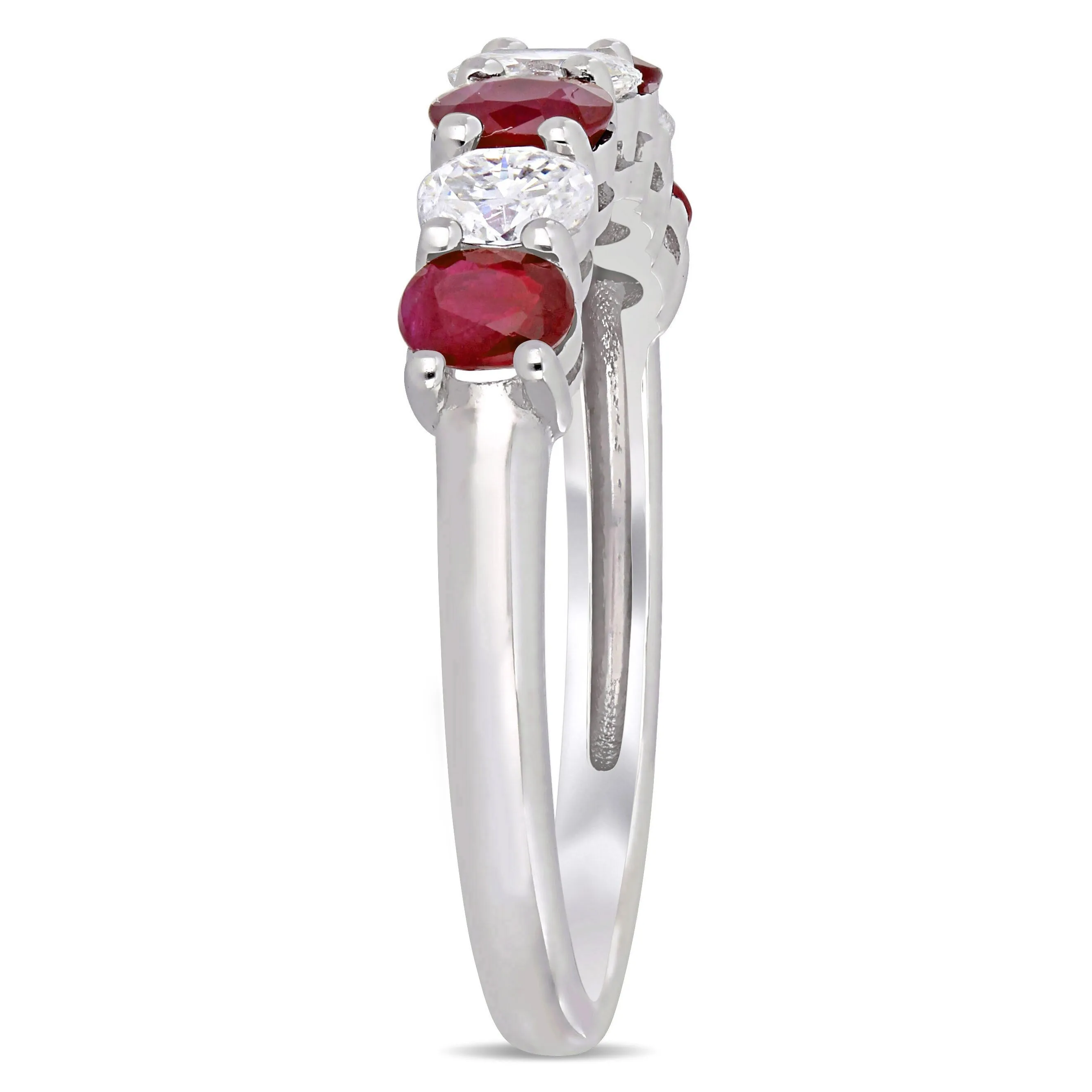 Miadora 4/5ct TGW Oval Ruby and 1/2ct TW Oval Diamond Semi-Eternity Band in 14k White Gold sold by Zulily product image thumbnail 2