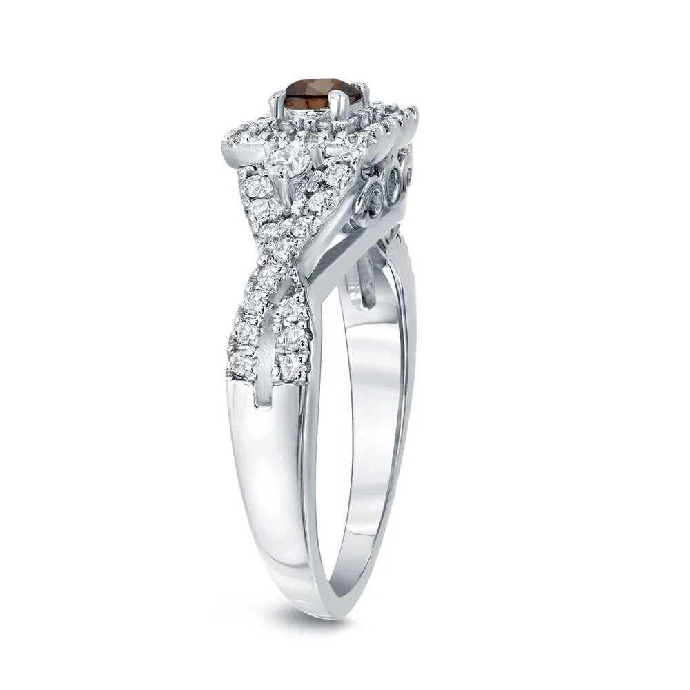 Auriya Vintage 4/6ct TW Brown Diamond Halo Engagement Ring 14K Gold sold by Zulily product image thumbnail 5