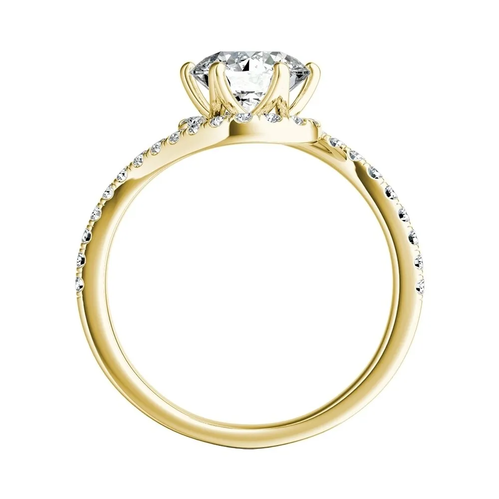 Auriya Bypass 1ct Round Moissanite and 1/3ctw Halo Diamond Engagement Ring 14K Gold sold by Zulily product image thumbnail 5