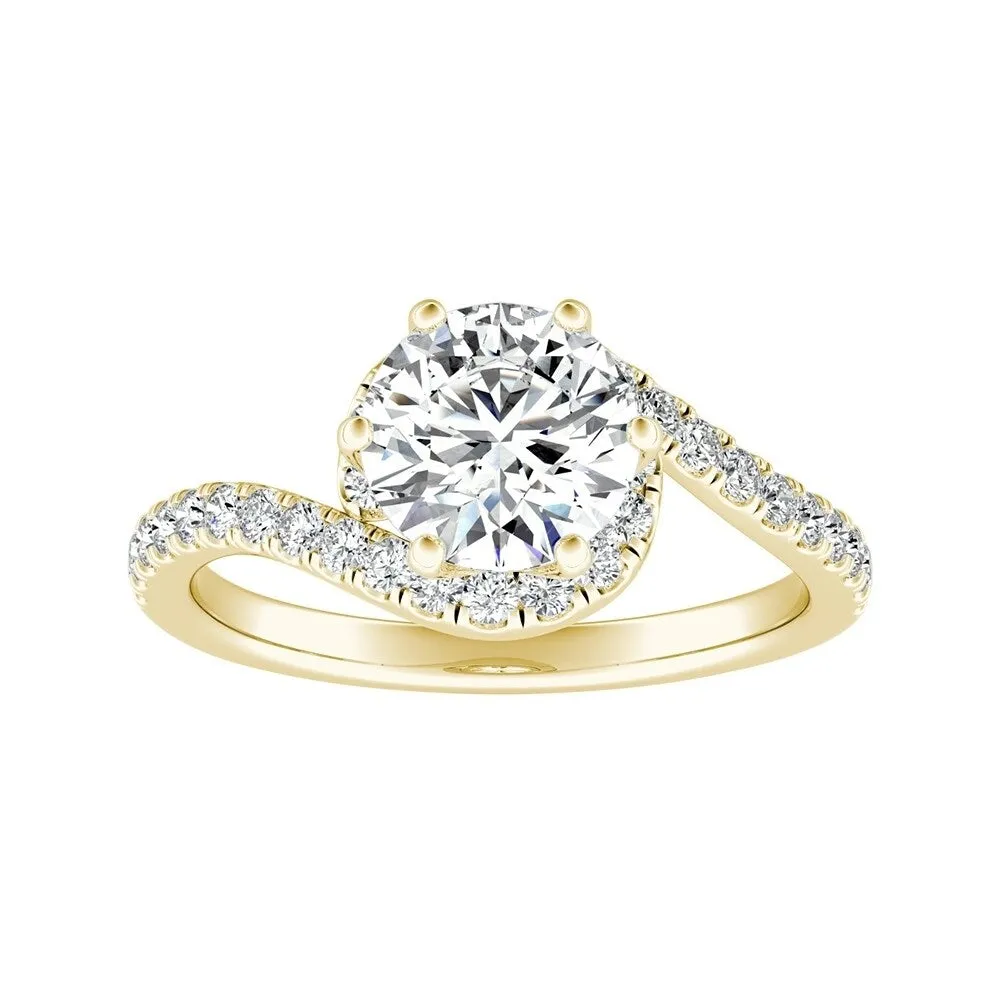 Auriya Bypass 1ct Round Moissanite and 1/3ctw Halo Diamond Engagement Ring 14K Gold sold by Zulily product image thumbnail 2